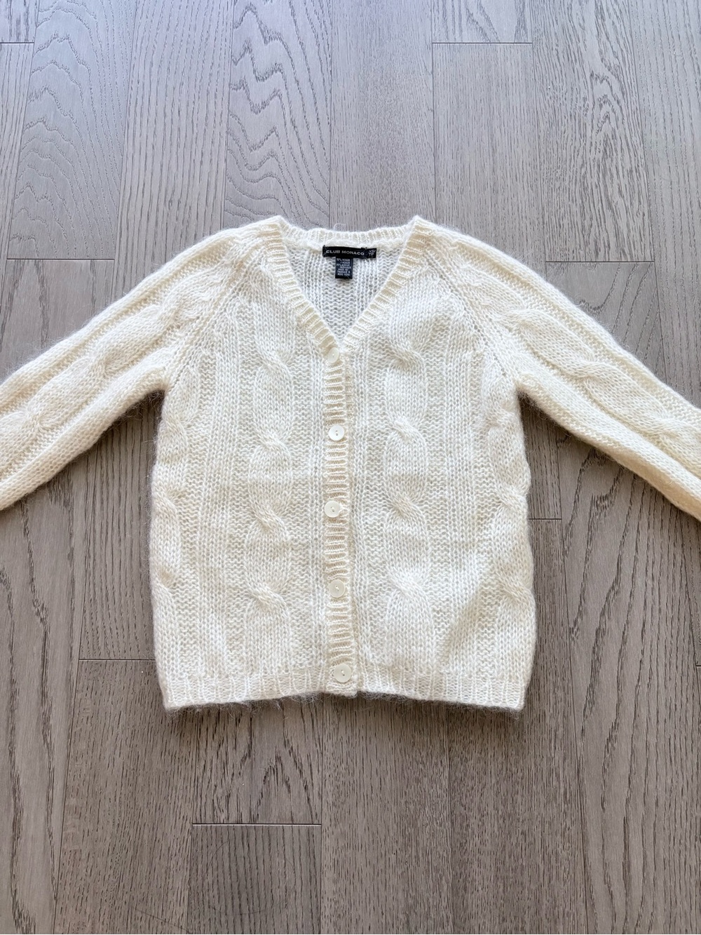 Club Monaco Cream Cable Knit Cardigan